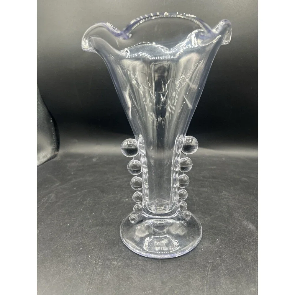 Vintage Imperial Glass Candlewick Crimped Flower Vase 8 1/8